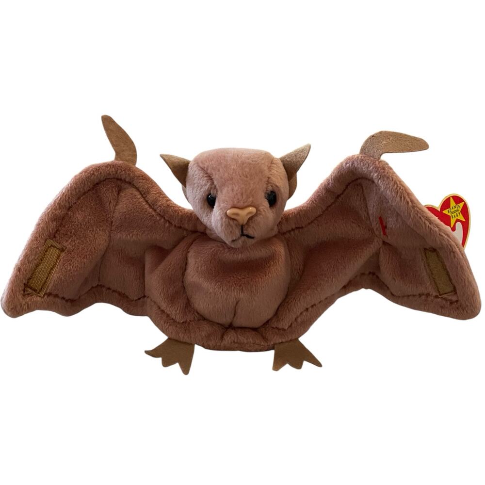 RARE Vintage TY Beanie Baby Batty the Bat 1996 Plush Toy Soft, Brown Collectible
